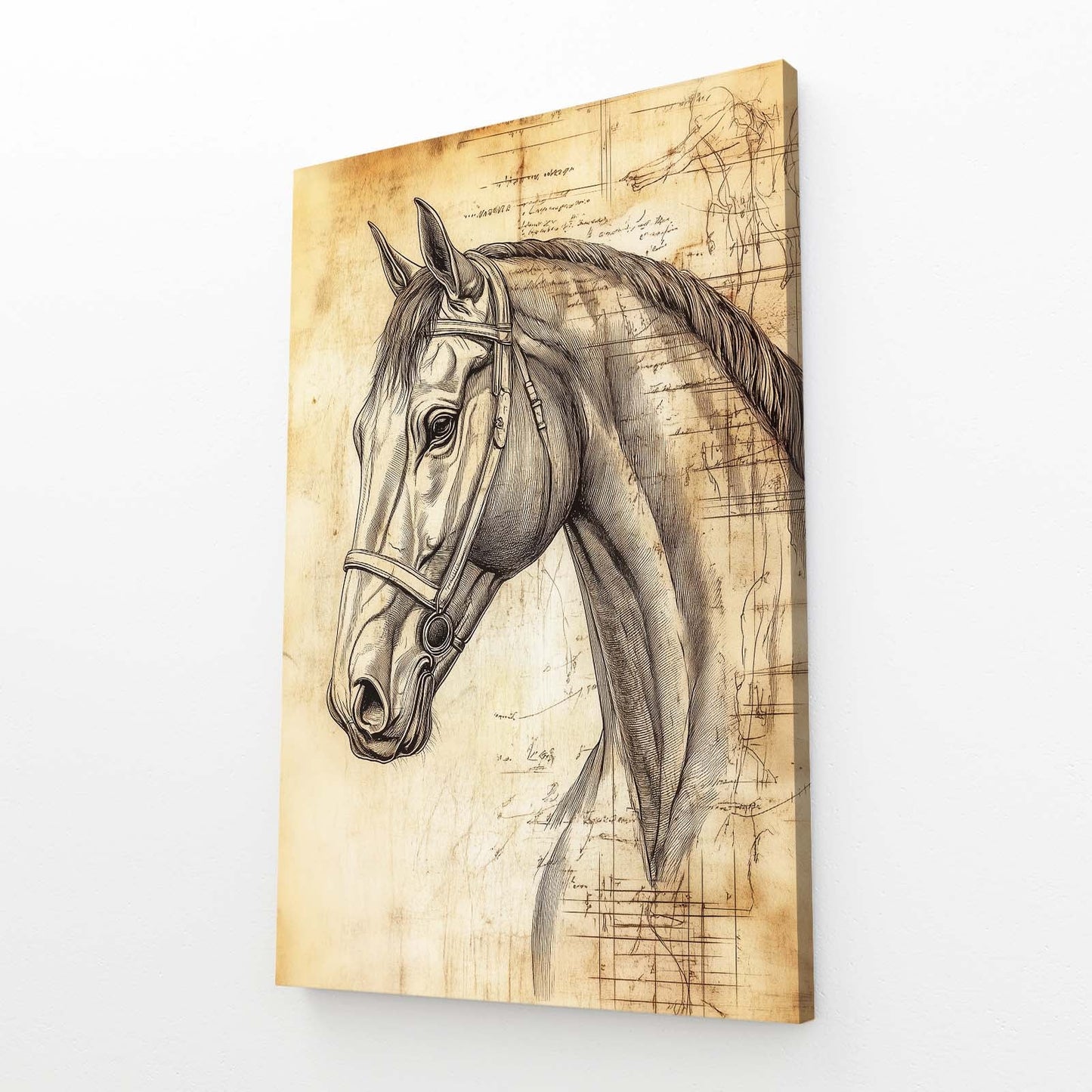 Vertical Horse Wall Art – angled canvas view on white background