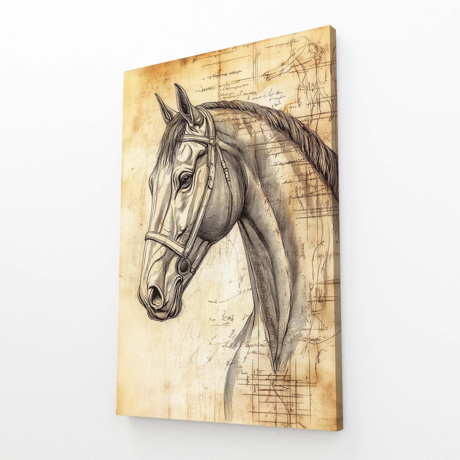 Vertical Horse Wall Art – angled canvas view on white background