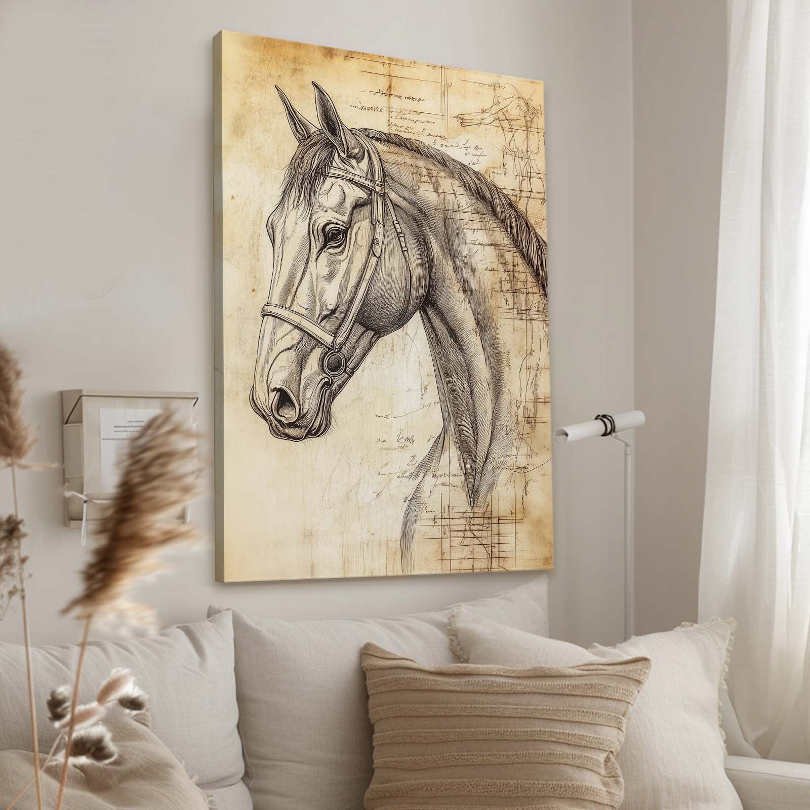 Vertical Horse Wall Art – angled canvas view on white background