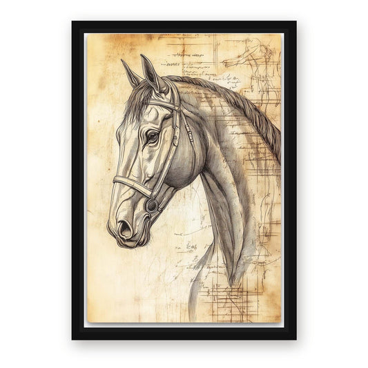 Vertical Horse Wall Art – with Premium Black wood frame