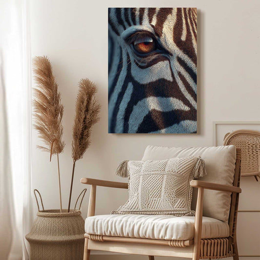 Vertical Zebra Artwork – styled in a furnished interior