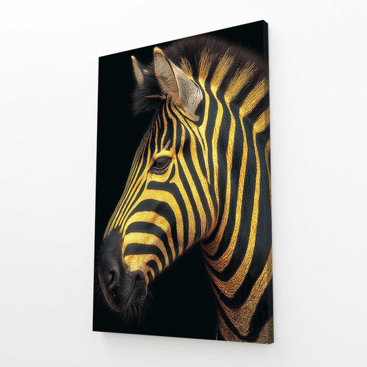 Vertical Zebra Canvas Art – angled canvas view on white background