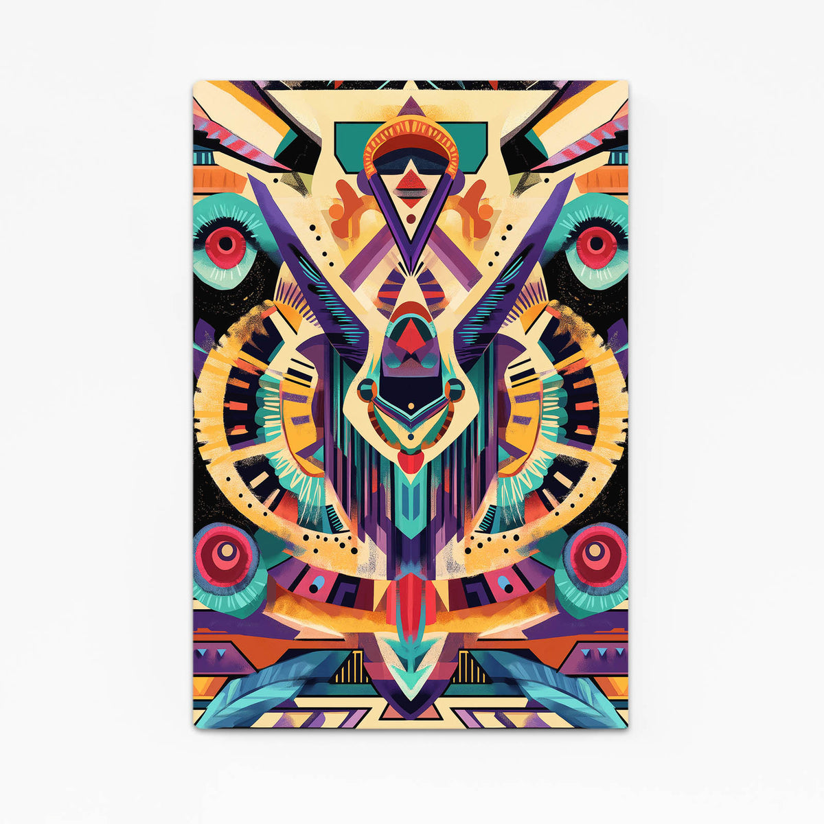 Vibrant Aztec Totem Mexican Wall Art — contemporary canvas print, canvas print on white background