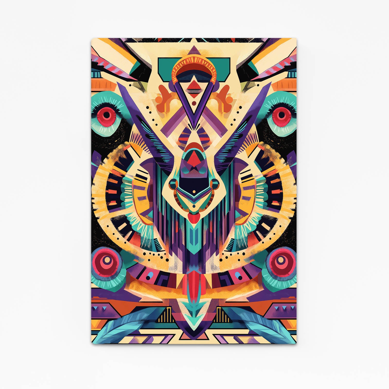 Vibrant Aztec Totem Mexican Wall Art — contemporary canvas print, canvas print on white background