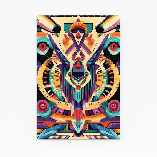 Vibrant Aztec Totem Mexican Wall Art — contemporary canvas print, canvas print on white background