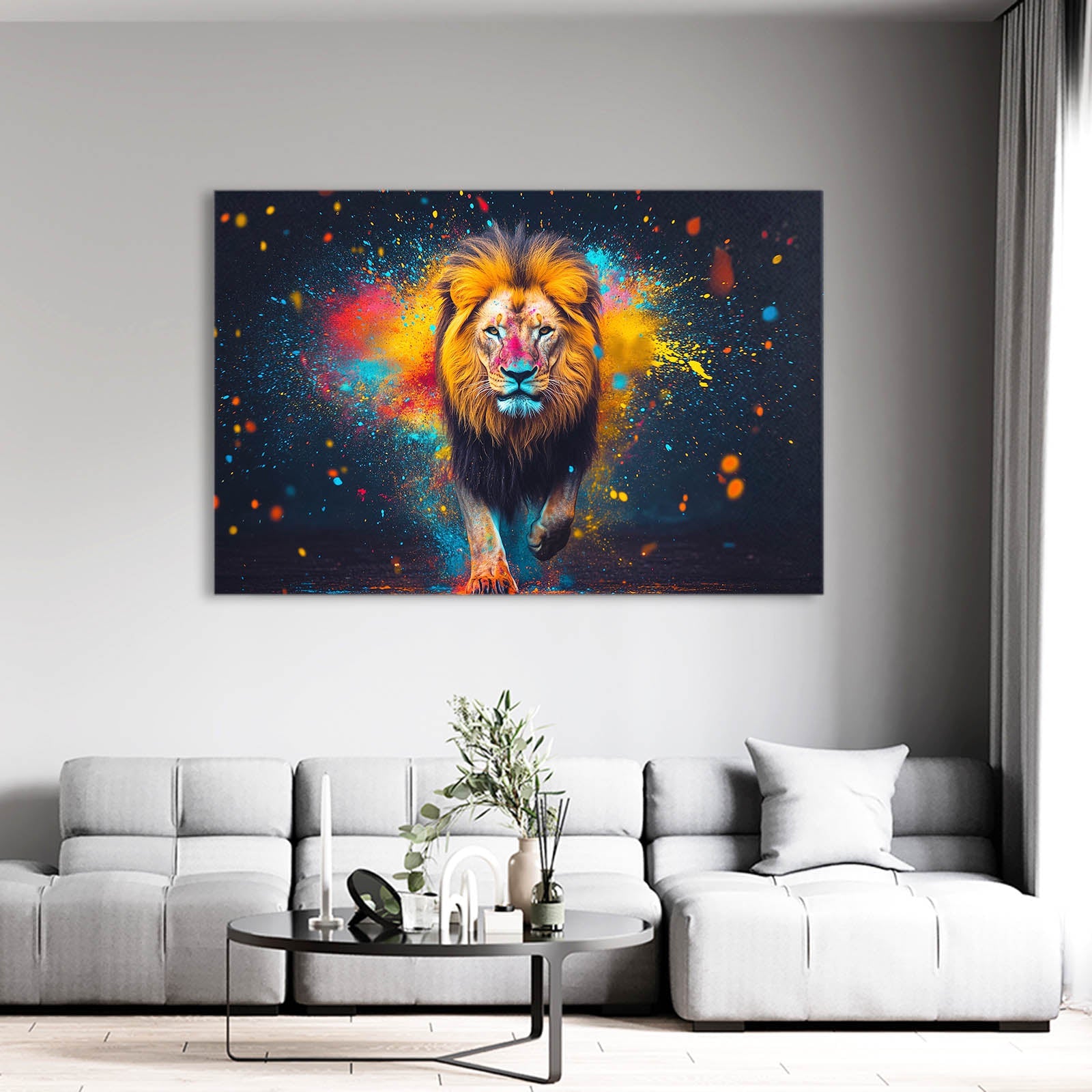Vibrant Charge Lion Wall Art