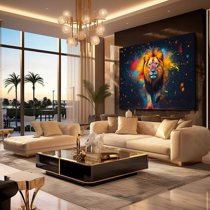 Vibrant Charge Lion Wall Art