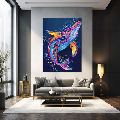 Vibrant Colorful Whale Art