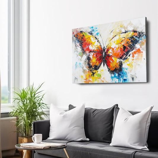 Vibrant Energy Butterfly Wall Art — abstract canvas print in white tones, view 3