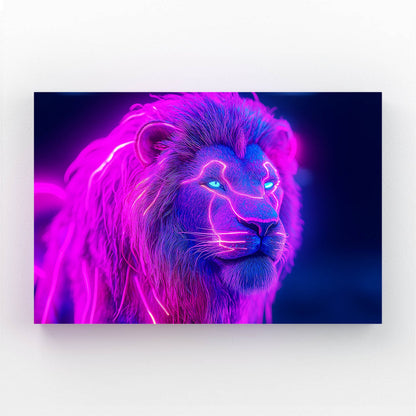 Vibrant Neon Lion Canvas