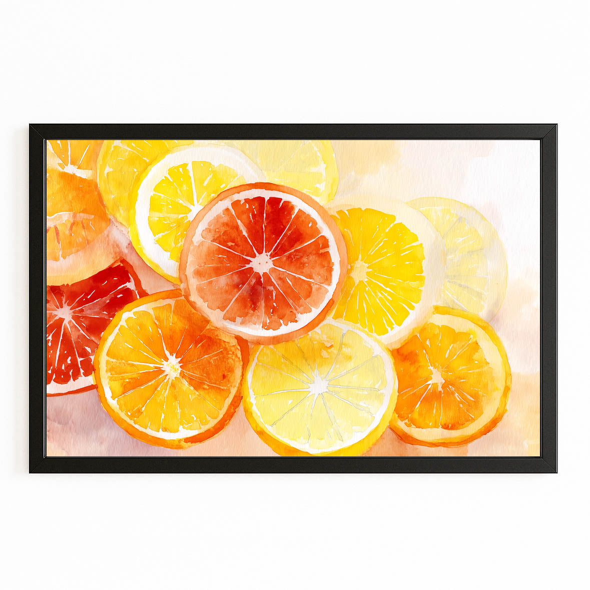 Vibrant Orange Slices Fruit Art – with Premium Black frame on white background