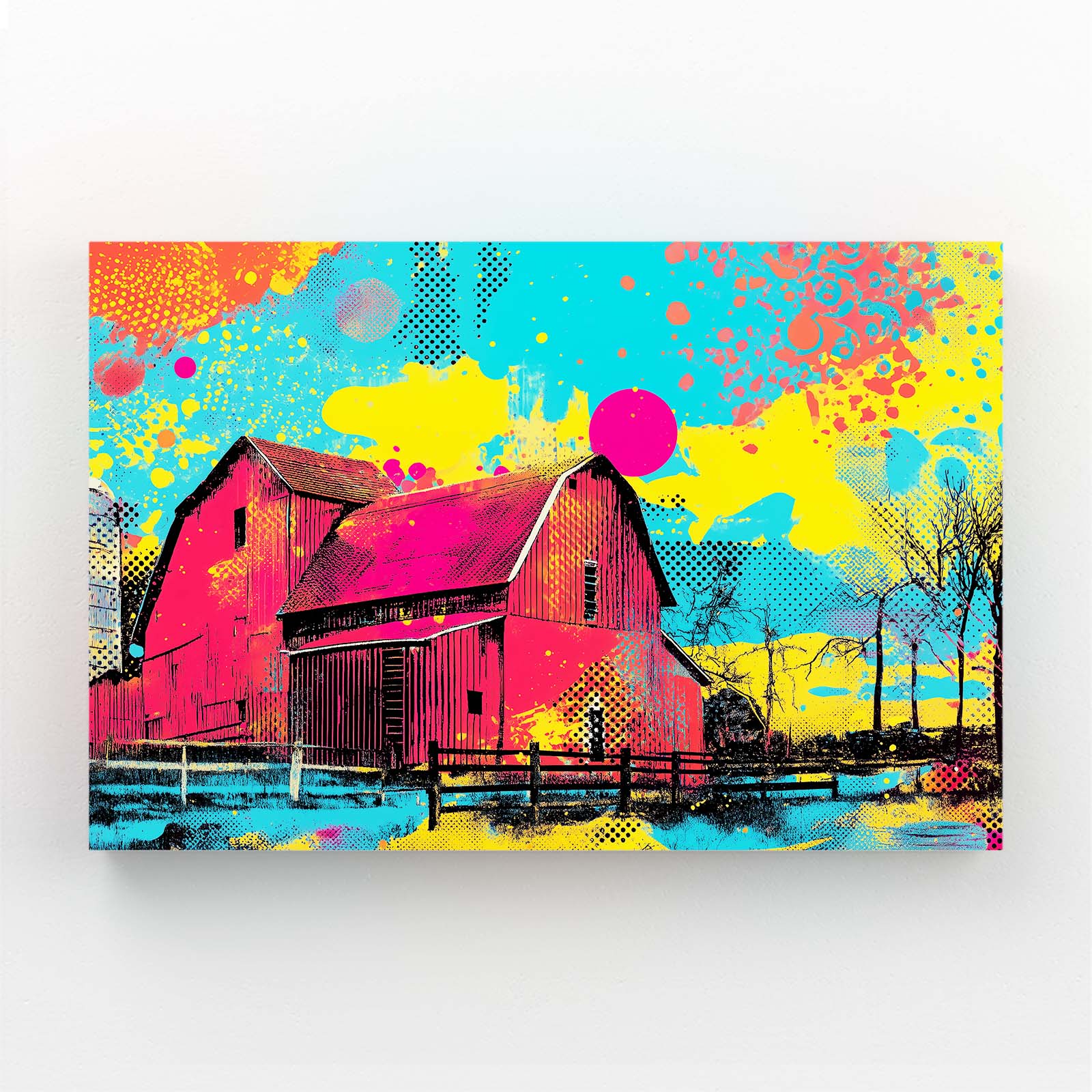 Vibrant Pop Barn Farmhouse Canvas Art – vibrant pop barn farmhouse canvas print