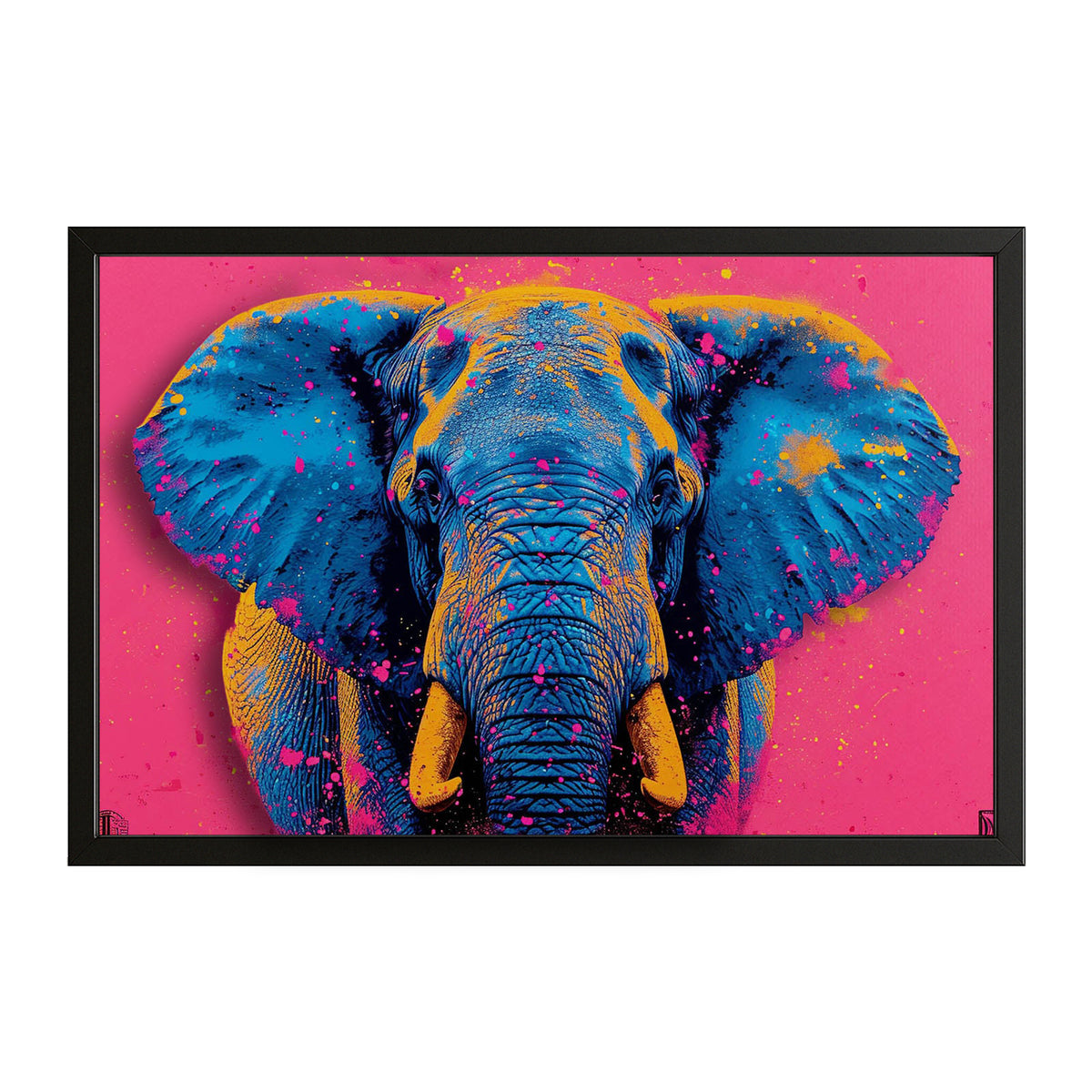 Vibrant Pop Elephant Art — african art canvas print in pink tones, canvas print on white background