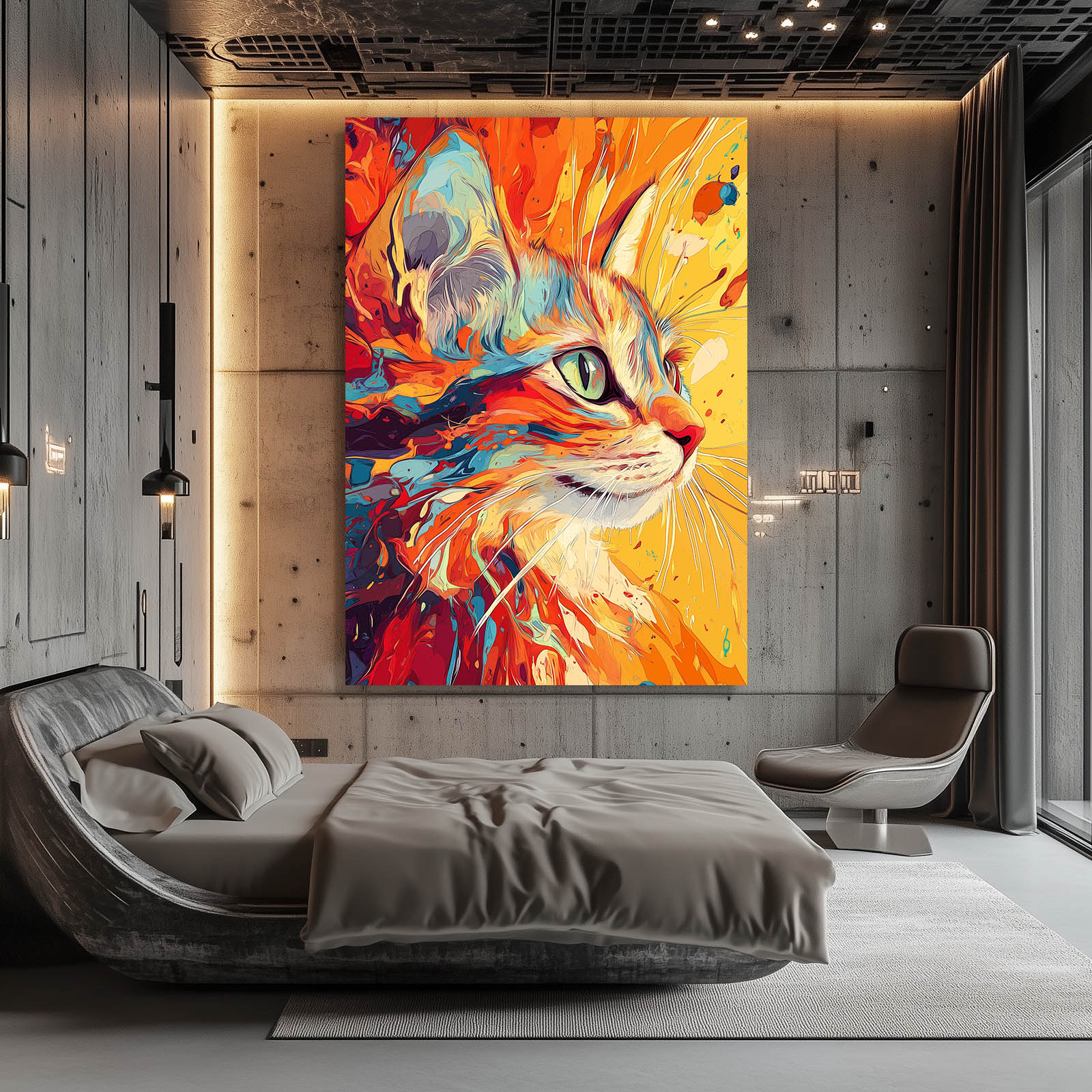 Vibrant Portrait Cat Art