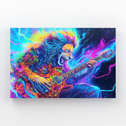 Vibrant Rockstar Lion Canvas