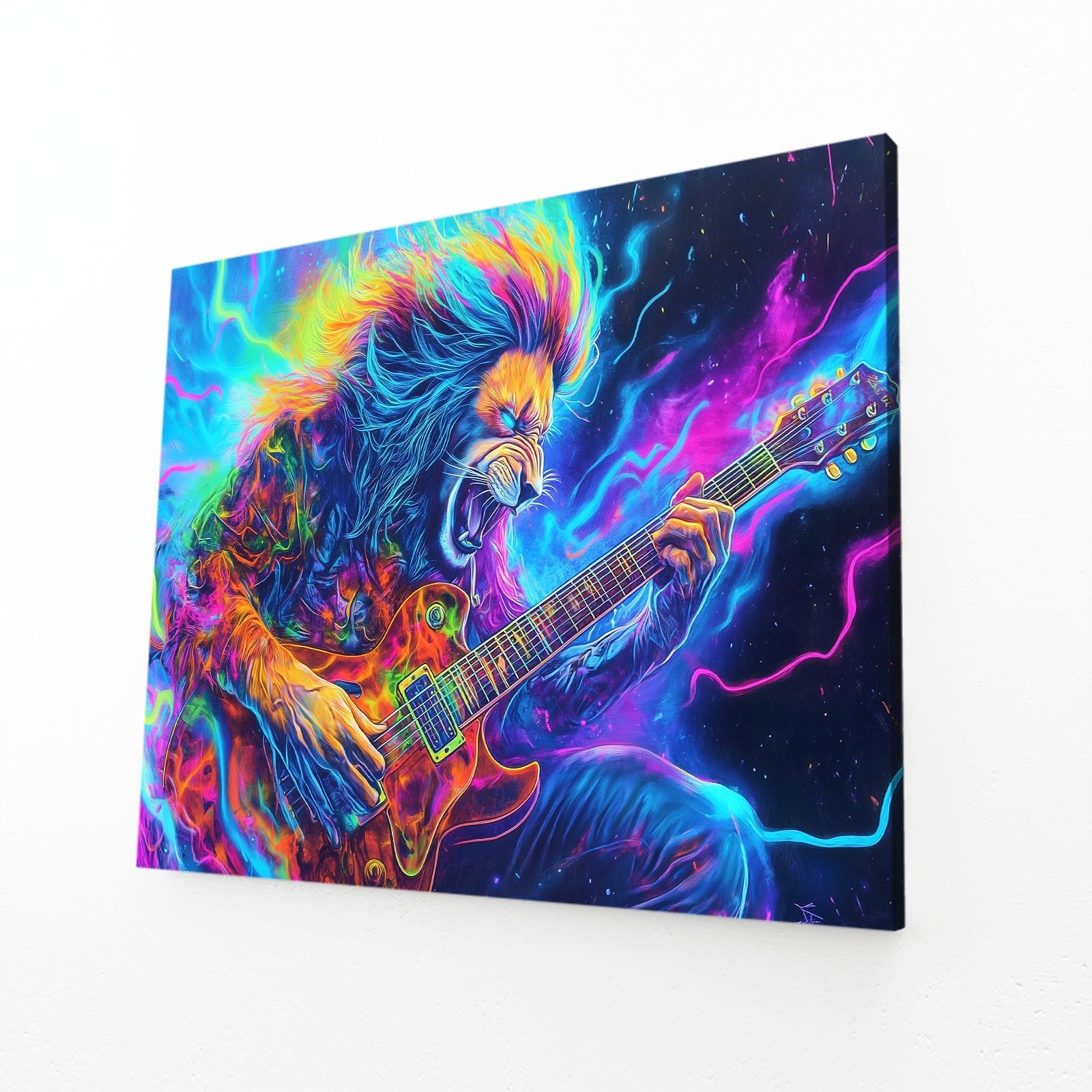 Vibrant Rockstar Lion Canvas