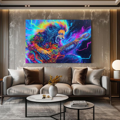 Vibrant Rockstar Lion Canvas