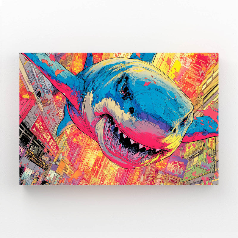 Vibrant Street Art Shark Prints – vibrant street art shark canvas print