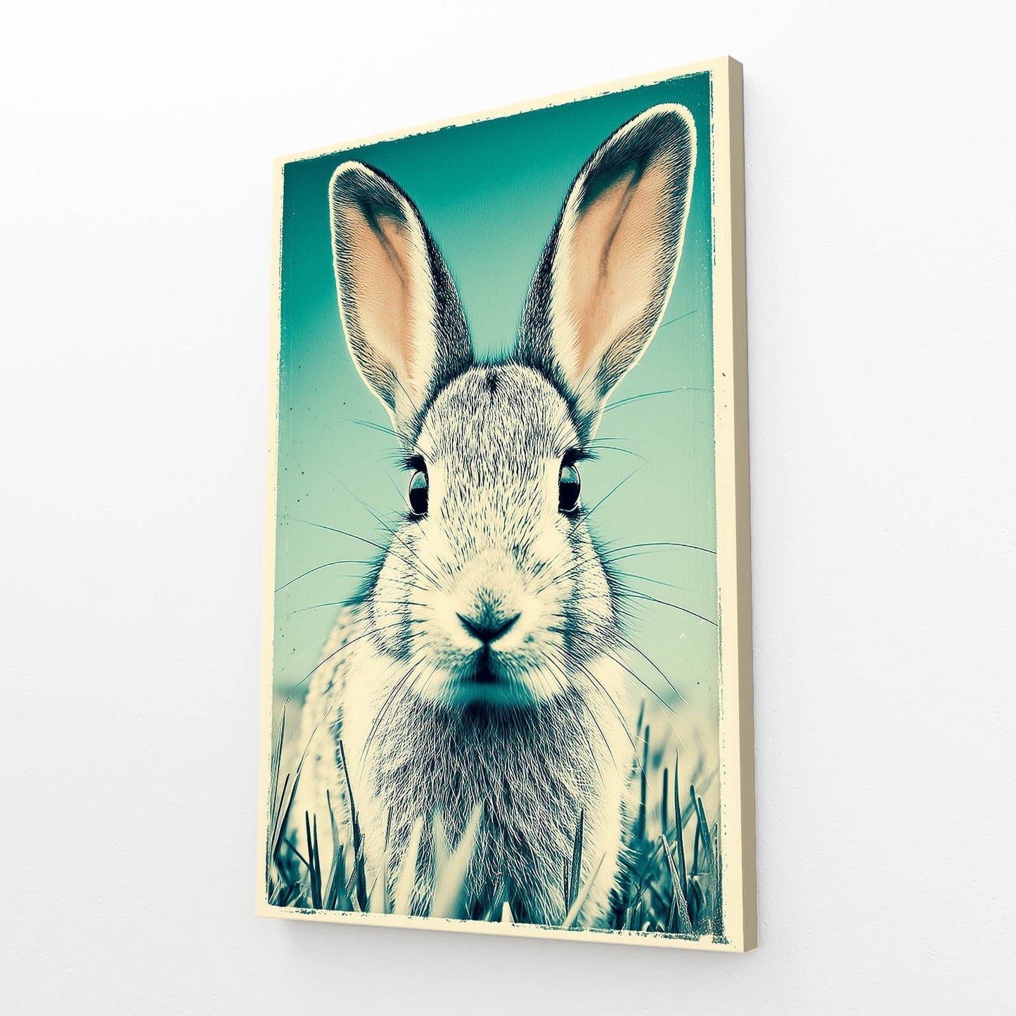 Vintage Bunny Canvas – angled canvas view on white background