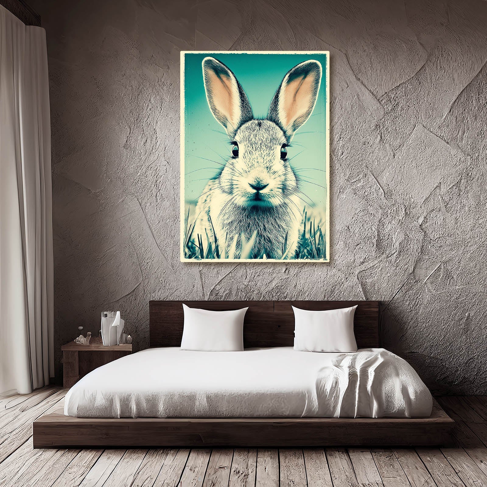 Vintage Bunny Canvas – angled canvas view on white background