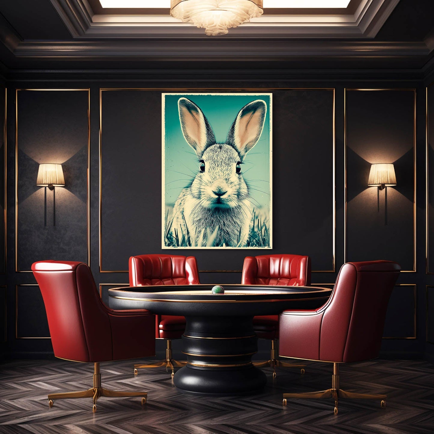 Vintage Bunny Canvas – angled canvas view on white background