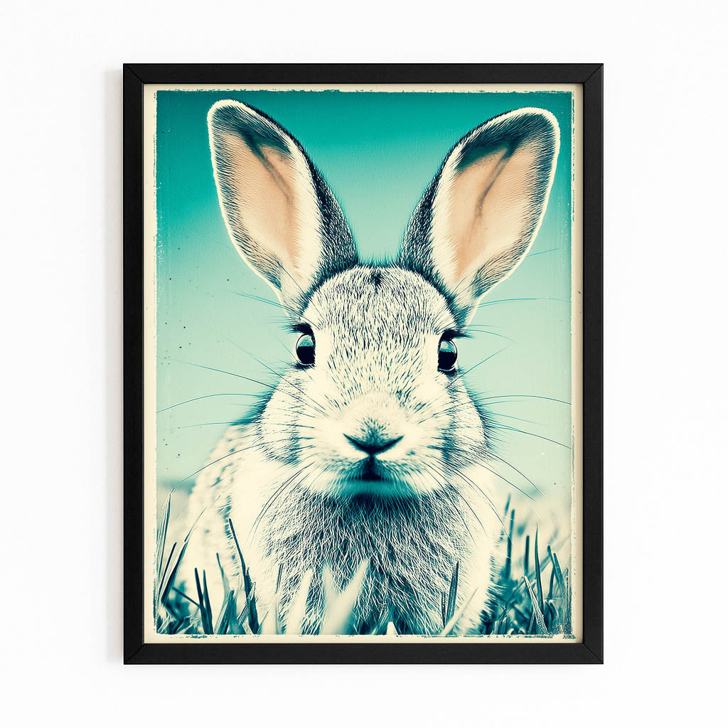 Vintage Bunny Canvas – with Premium Black frame on white background