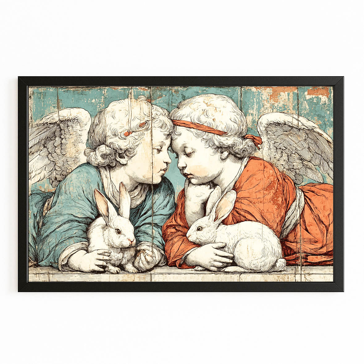 Vintage Bunny Prints – with Premium Black frame on white background