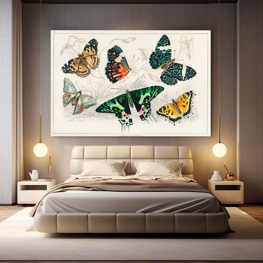 Vintage Butterfly Wall Art — vintage canvas print in white tones, view 3
