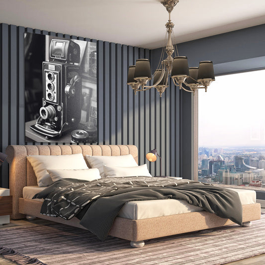 Vintage Camera Photography Print — photography canvas print, styled in a furnished interior