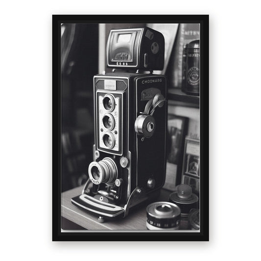 Vintage Camera Photography Print – with Premium Black wood frame