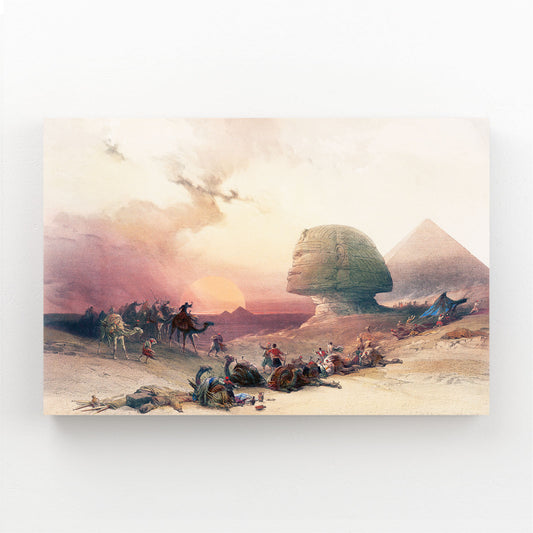 Vintage Caravan Sunset Egyptian Wall Decor – canvas print on white background
