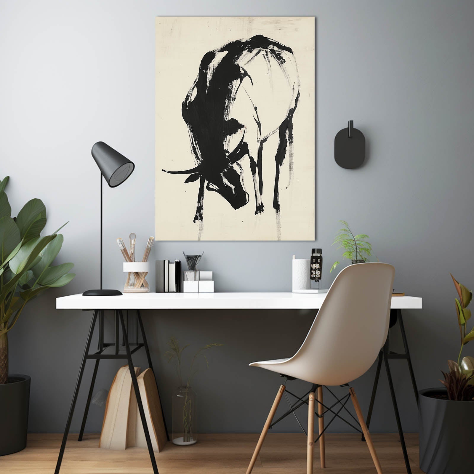 Vintage Cow Prints – angled canvas view on white background