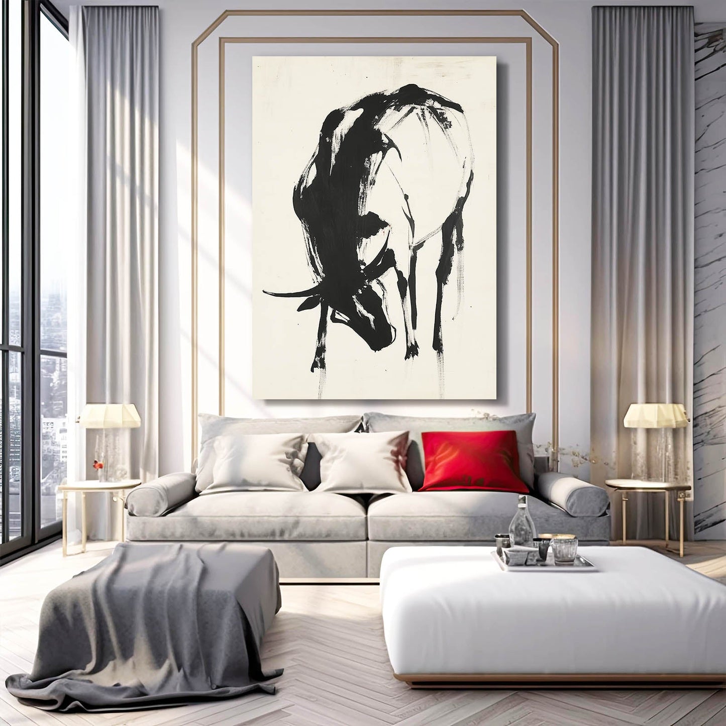 Vintage Cow Prints – angled canvas view on white background