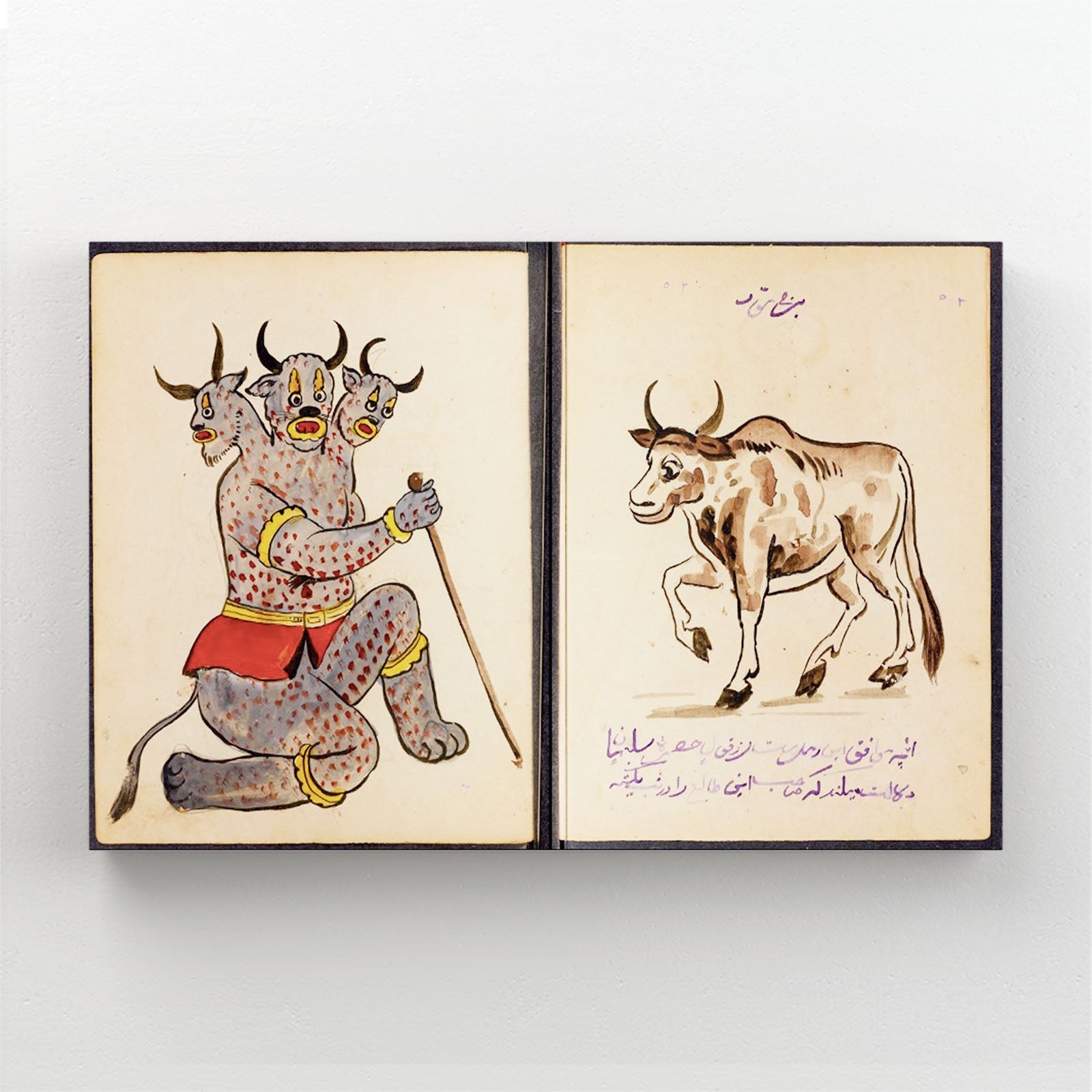 Vintage Cow Wall Art – angled canvas view on white background
