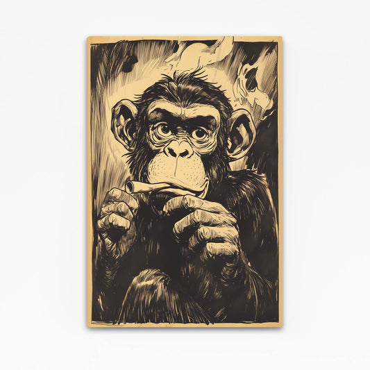 Vintage Engraved Thinker Monkey Art – vintage engraved thinker monkey canvas print