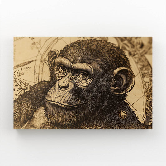 Vintage Etched Study Monkey Wall Art – vintage etched study monkey canvas print