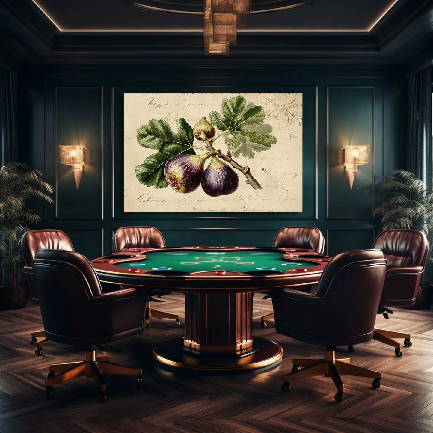 Vintage Fig Botanical Fruit Canvas – styled in a furnished interior