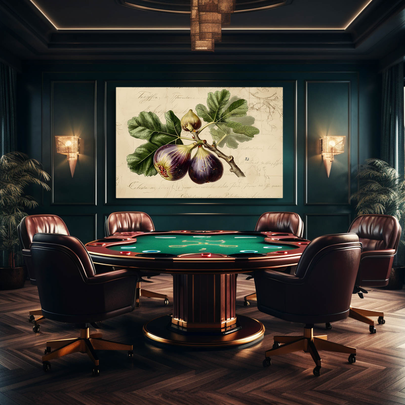 Vintage Fig Botanical Fruit Canvas – styled in a furnished interior
