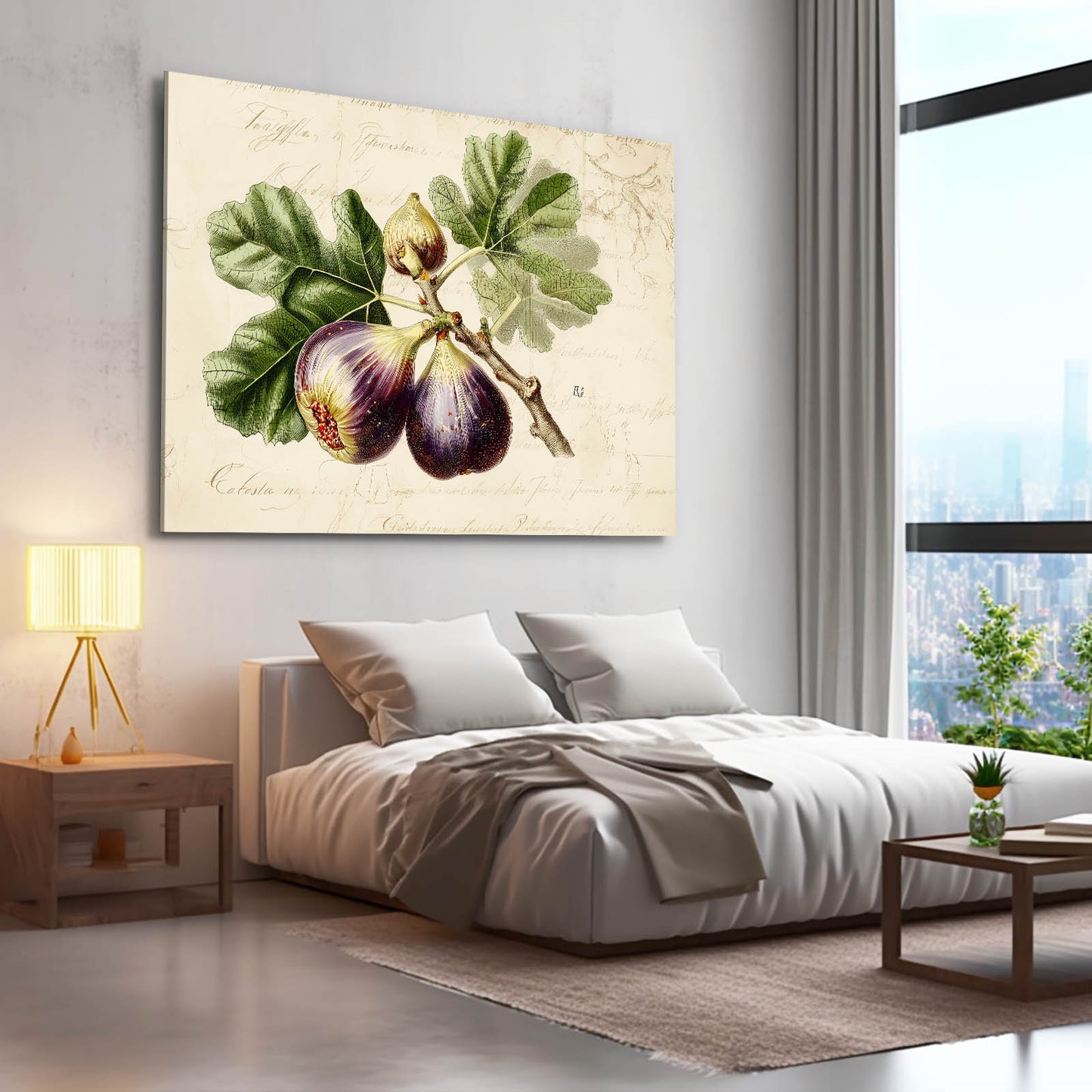 Vintage Fig Botanical Fruit Canvas – styled in a furnished interior