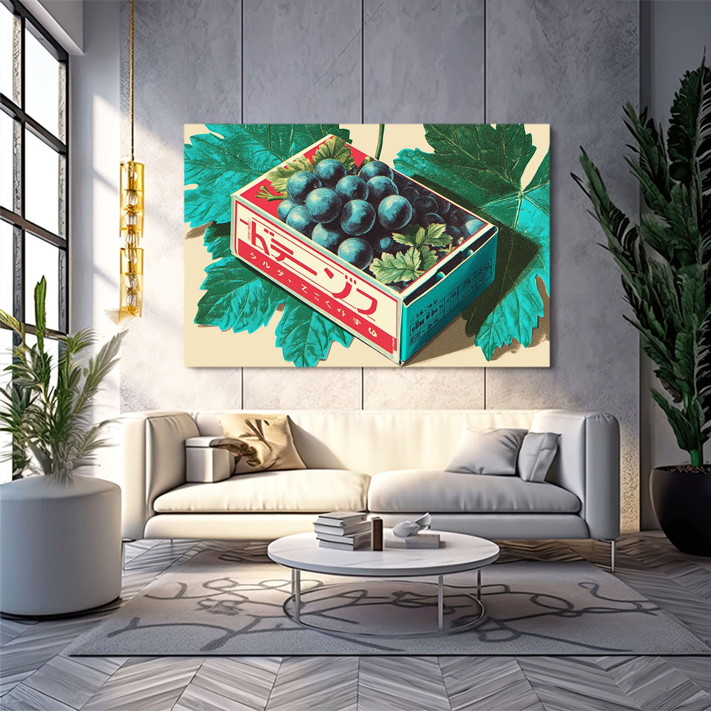 Vintage Grape Crate Fruit Wall Art – styled in a furnished interior