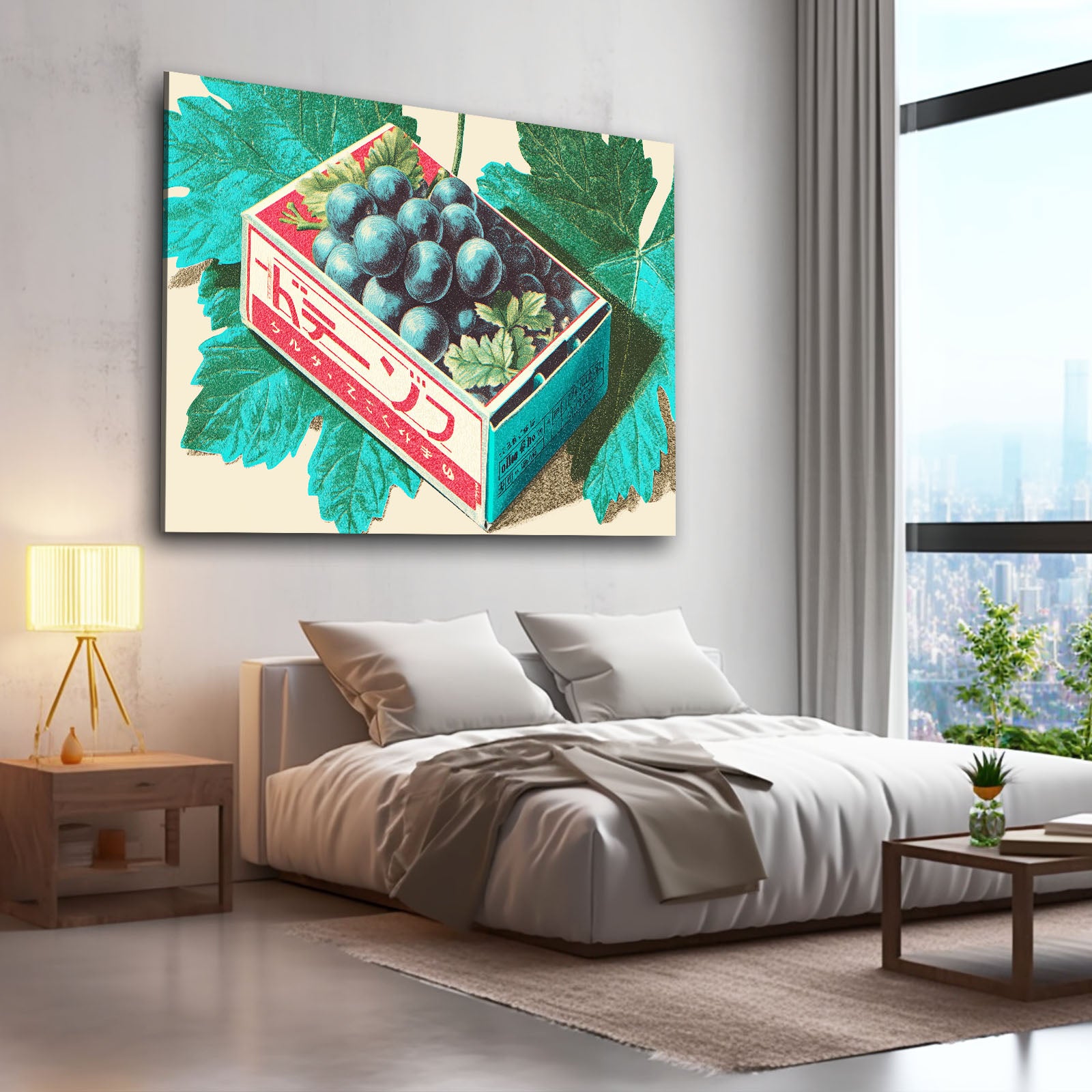 Vintage Grape Crate Fruit Wall Art – styled in a furnished interior