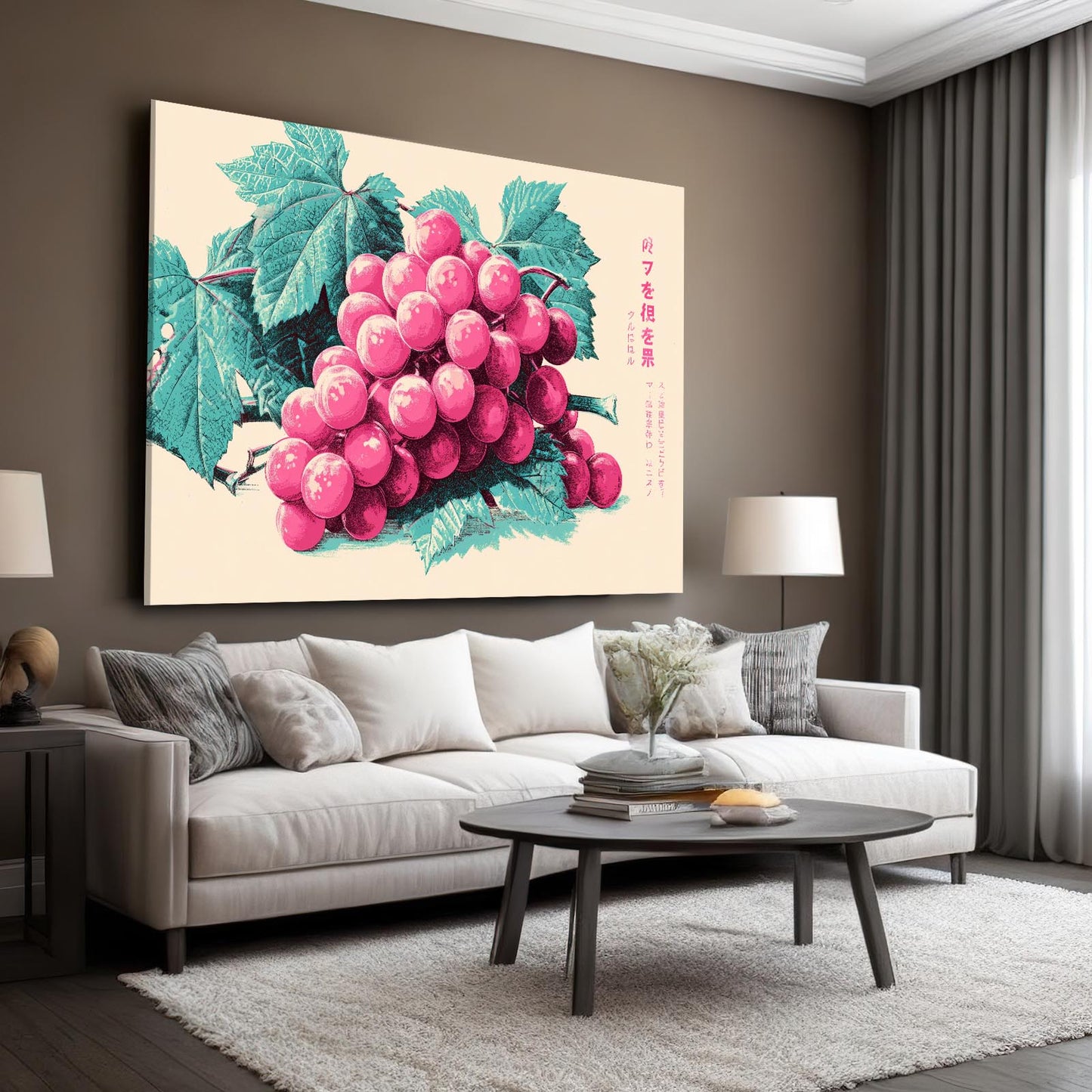 Vintage Grape Print Fruit Wall Art – styled in a furnished interior