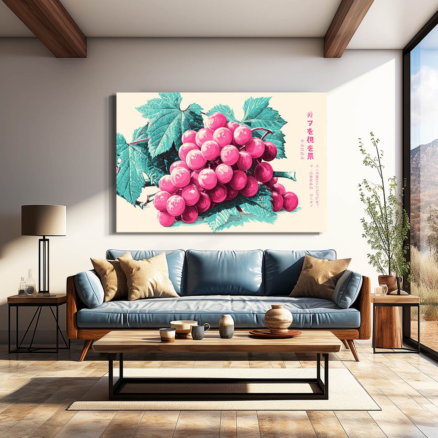 Vintage Grape Print Fruit Wall Art – styled in a furnished interior