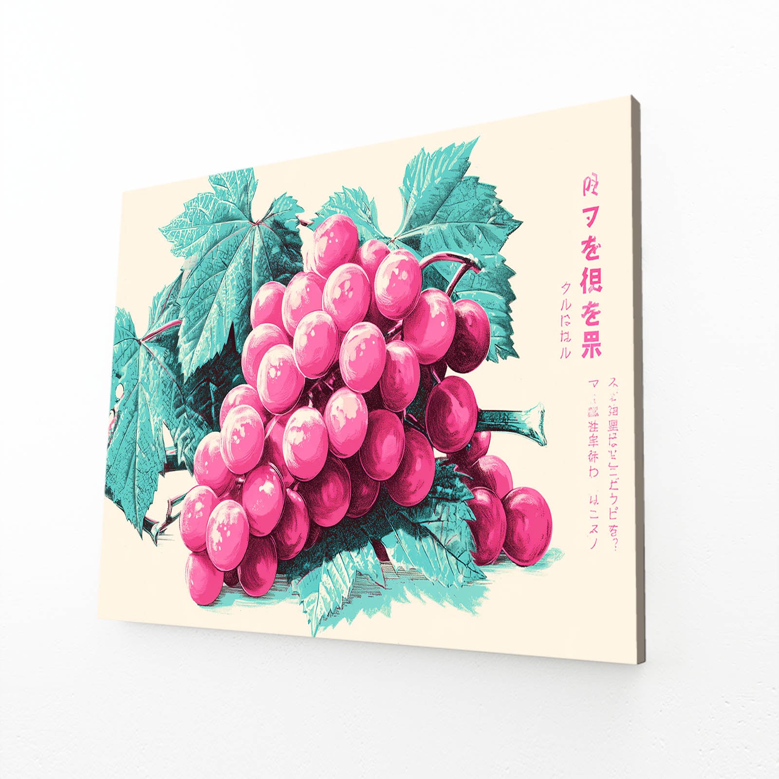Vintage Grape Print Fruit Wall Art – angled canvas view on white background