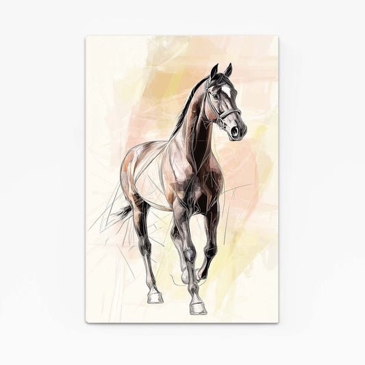 Vintage Horse Art – angled canvas view on white background