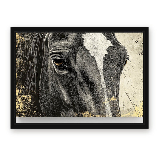 Vintage Horse Wall Art – with Premium Black wood frame