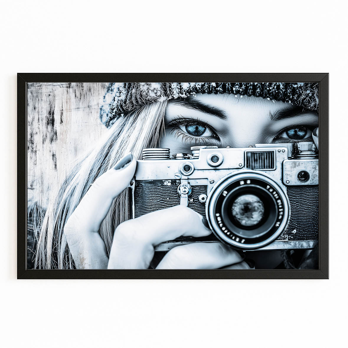 Vintage Lens Photography Prints — photography canvas print, with Premium Black frame on white background