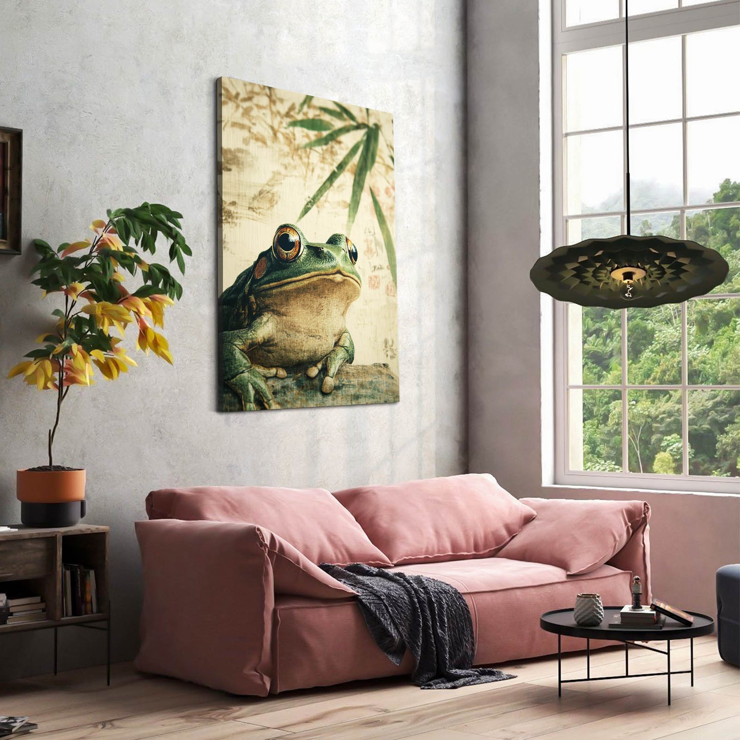 Vintage Parchment Frog Canvas – styled in a furnished interior