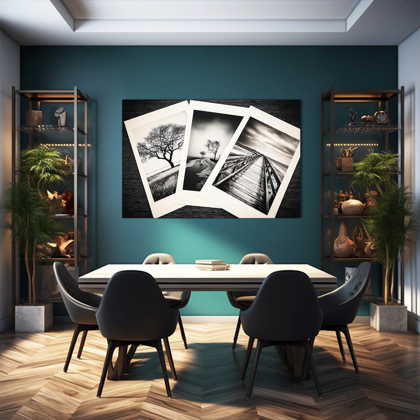 Vintage Postcard Triptych Photography Wall Art – styled in a furnished interior