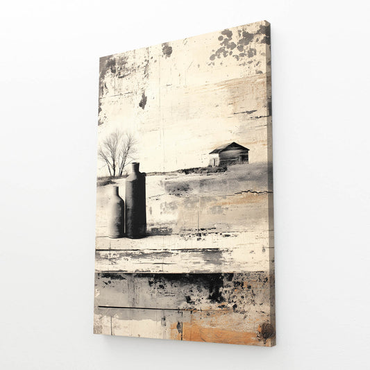 Vintage Silo Farmhouse Farmhouse Art – angled canvas view on white background